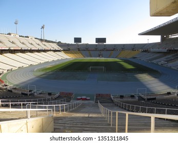 Barcelona / Catalonia / Spain - February 22, 2019: Lluís Companys Olympic Stadium In Barcelona.