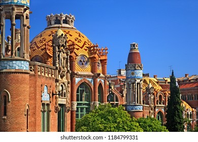 BARCELONA, CATALONIA, SPAIN- June 11, 2016. At The Recinte Modernista De Sant Pau (architect: Lluís Domènech I Montaner). 