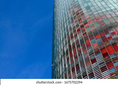 Barcelona, Catalonia/Spain - February 2020: Detail Of The Torre Glòries, Formerly Known As Torre Agbar, Designed By French Architect Jean Nouvel. 