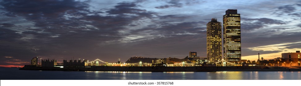 Barcelona City Night Scene