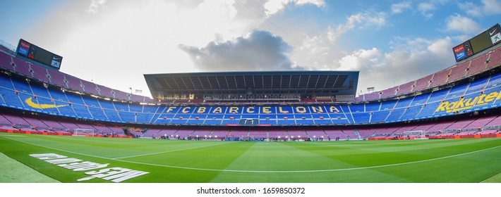BARCELONA - DEC 18: Panoramic view of the stadium prior to the La Liga match between FC Barcelona and Real Madrid at the Camp Nou Stadium on December 18, 2019 in Barcelona, Spain.