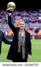 BARCELONA - DEC 4: Alexia Putellas Lifts Her Ballon D'Or Feminin Trophy Prior To The La Liga Match Between FC Barcelona And Real Betis Balompie At The Camp Nou Stadium.