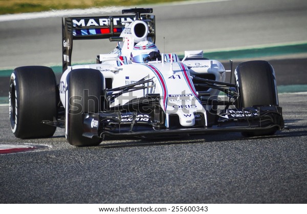BARCELONA - FEBRUARY 19: Susie Wolff of\
Williams Martini Racing F1 team at Formula One Test Days at\
Catalunya circuit on February 19, 2015 in Barcelona,\
Spain.