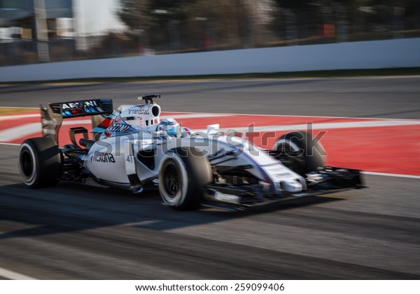 BARCELONA - FEBRUARY 19: Susie Wolff of\
Williams Martini Racing F1 team at Formula One Test Days at\
Catalunya circuit on February 19, 2015 in Barcelona,\
Spain.
