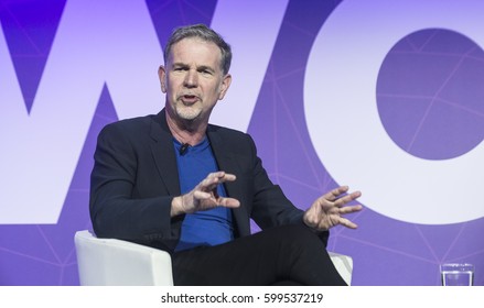 BARCELONA - FEBRUARY 27: Netflix CEO Reed Hastings Speaking At The Mobile World Congress On February 27, 2017, Barcelona, Spain.