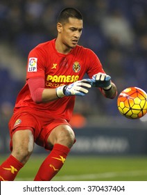 BARCELONA - JAN, 23: Alphonse Areola Of Villareal CF During A Spanish League Match Against RCD Espanyol At The Estadi Cornella On January 23, 2016 In Barcelona, Spain