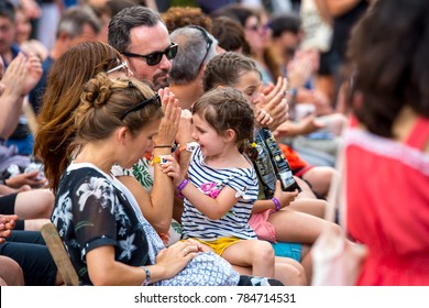 BARCELONA - JUL 2: The Audience In An Outdoor Concert At Vida Festival On July 2, 2016 In Barcelona, Spain.