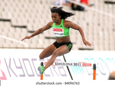 BARCELONA - JULY 22: Tiffany Ross-Williams of USA during of 400m hurdles Event of Barcelona Athletics meeting at the Olympic Stadium on July 22, 2011 in Barcelona, Spain
