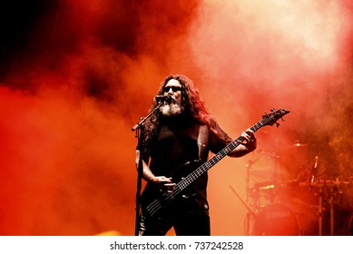 BARCELONA - JUN 1: Slayer (heavy metal music band) perform in concert at Primavera Sound 2017 Festival on June 1, 2017 in Barcelona, Spain.