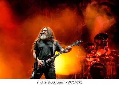 BARCELONA - JUN 1: Slayer (heavy metal music band) perform in concert at Primavera Sound 2017 Festival on June 1, 2017 in Barcelona, Spain.