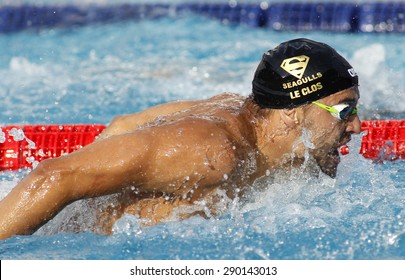 BARCELONA - JUN, 10: South African swimmer Chad le Clos swimming butterfly during the Trophy Ciutat de Barcelona in Sant Andreu Club, June 10, 2015 in Barcelona, Spain