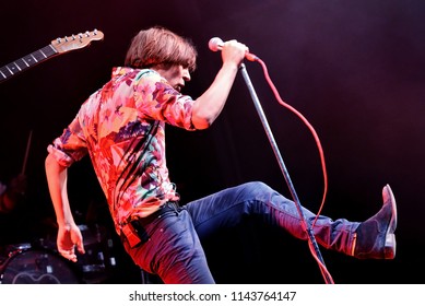 BARCELONA - JUN 29: Thomas Mars, Frontman Of Phoenix (band), Performs In Concert At Vida Festival On June 29, 2017 In Barcelona, Spain.