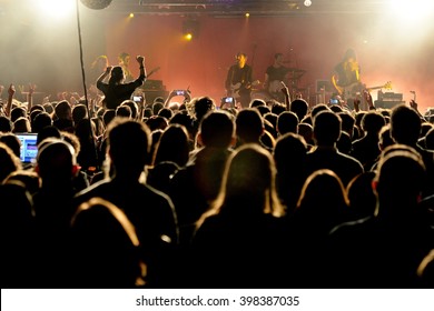 BARCELONA - MAR 17: Crowd in a concert at Razzmatazz stage on March 17, 2016 in Barcelona, Spain.