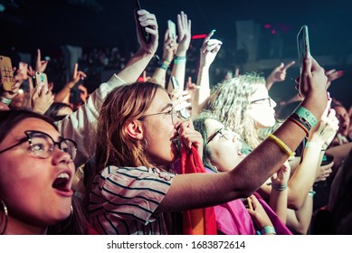 BARCELONA - MAR 9: Fans Of One Direction (band) In A Concert At Razzmatazz Stage On March 9, 2020 In Barcelona, Spain.