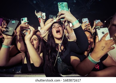 BARCELONA - MAR 9: Fans Of One Direction (band) In A Concert At Razzmatazz Stage On March 9, 2020 In Barcelona, Spain.