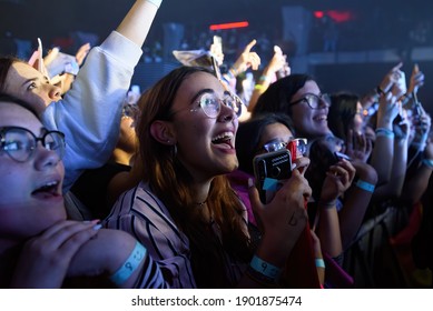 BARCELONA - MAR 9: Fans Of One Direction (band) In A Concert At Razzmatazz Stage On March 9, 2020 In Barcelona, Spain.