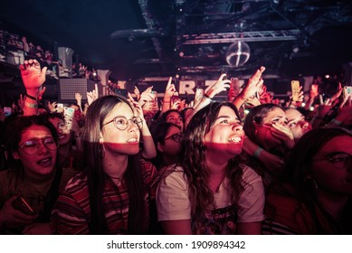 BARCELONA - MAR 9: Fans Of One Direction (band) In A Concert At Razzmatazz Stage On March 9, 2020 In Barcelona, Spain.