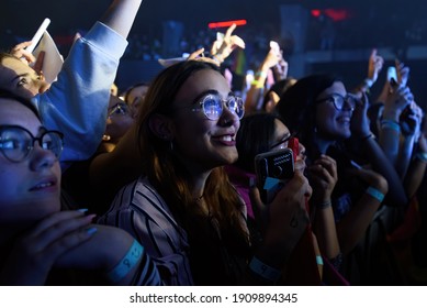 BARCELONA - MAR 9: Fans Of One Direction (band) In A Concert At Razzmatazz Stage On March 9, 2020 In Barcelona, Spain.