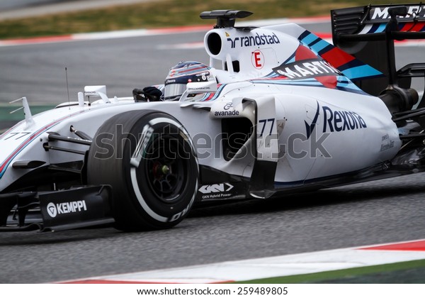 BARCELONA - MARCH 1: Valtteri Bottas of\
Williams Martini Racing F1 team at Formula One Test Days at\
Catalunya circuit on March 1, 2015 in Barcelona,\
Spain.