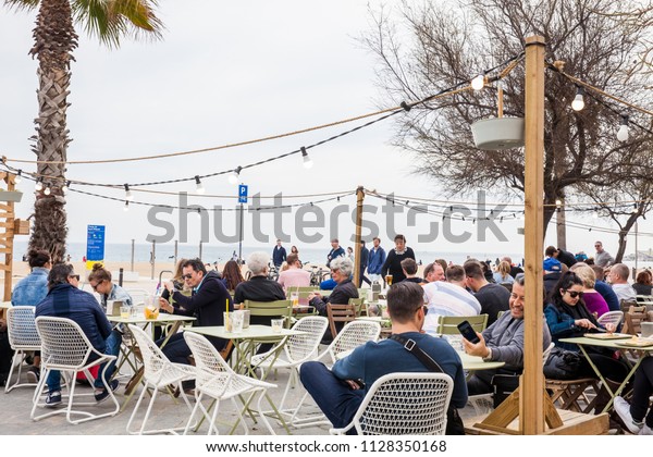 Barcelona March 2018 People Beach Bar Stock Photo Edit Now