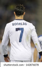 BARCELONA - MAY, 11: Cristiano Ronaldo Of Real Madrid Back During The Spanish League Match Between Espanyol And Real Madrid At The Estadi Cornella On May 11, 2013 In Barcelona, Spain