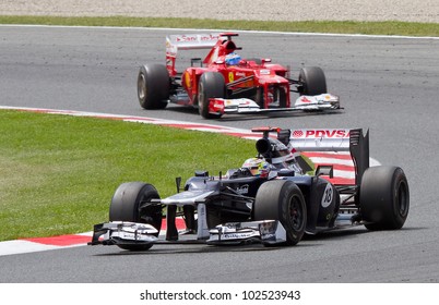 BARCELONA - MAY 13: Pastor Maldonado Of Williams Renault F1 Team Racing At The Race Of Formula One Spanish Grand Prix At Catalunya Circuit, On May 13, 2012 In Barcelona, Spain. He Wins The Race.