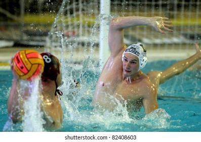 BARCELONA - MAY, 16: Vasas Of Budapest Player Denes Varga In Action During A Match Of Water Polo Euroleague Final Four Against Jug Dubrovnik At Monjuich Swimming Pool May 16, 2008 In Barcelona, Spain