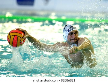 BARCELONA - MAY 17: Vasas Of Budapest Player Robert Kovacs In  Action During A Match Of Water Polo Euroleague Final Four Against Pro Recco  At Monjuich Swimming Pool May 17, 2008 In Barcelona, Spain