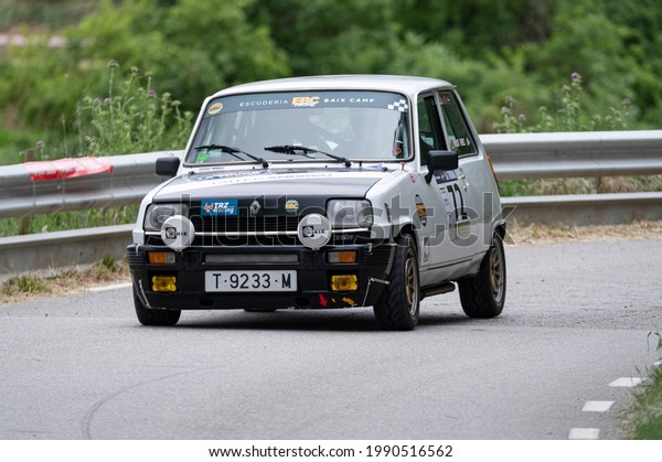 Barcelona, ​​Spain; May 23, 2021:\
Renault 5 Copa Turbo Racing Car on hillclimb Pujada a la Trona\
XVI