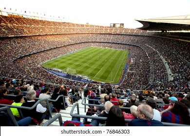 BARCELONA - MAY 8: FC Barcelona stadium, Camp Nou, during the match between FC Barcelona and RCD Espanyol at the Nou Camp Stadium on May 8, 2011 in Barcelona, Spain