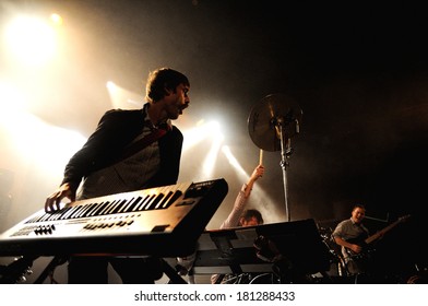 BARCELONA - NOV 30: Battles (American experimental rock group) performs at Apolo on November 30, 2011 in Barcelona, Spain.