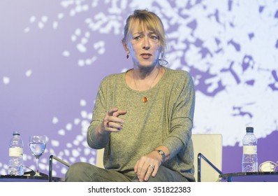 BARCELONA - NOVEMBER 14: Nobel Peace Prize In 1997 Jody Williams Speaking At The 15th World Summit Of Nobel Peace Laureates On November 14, 2015, Barcelona, Spain. 