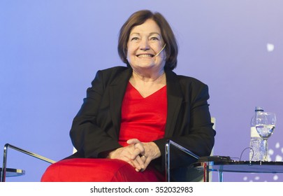 BARCELONA - NOVEMBER 14: Nobel Peace Prize In 1976 Mairead Maguire Speaking At The 15th World Summit Of Nobel Peace Laureates On November 14, 2015, Barcelona, Spain.