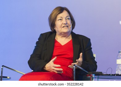 BARCELONA - NOVEMBER 14: Nobel Peace Prize In 1976 Mairead Maguire Speaking At The 15th World Summit Of Nobel Peace Laureates On November 14, 2015, Barcelona, Spain.