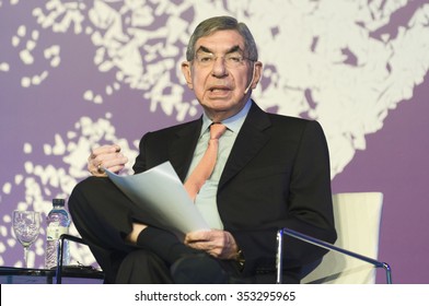 BARCELONA - NOVEMBER 15: Nobel Peace Prize In 1987 Oscar Arias Speaking At The 15th World Summit Of Nobel Peace Laureates On November 15, 2015, Barcelona, Spain.