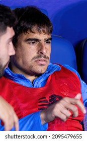 BARCELONA - OCT 26: Dani Garcia on the bench at the La Liga match between RCD Espanyol and Athletic Club de Bilbao at the RCDE Stadium on October 26, 2021 in Barcelona, Spain.