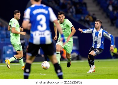 BARCELONA - OCT 26: Vivian in action during the La Liga match between RCD Espanyol and Athletic Club de Bilbao at the RCDE Stadium on October 26, 2021 in Barcelona, Spain.