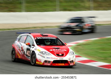 BARCELONA, SAPIN - SEP 7: Team Formed By Michael Kogler And Roland Frisch Races In A Seat Leon Supercopa In The 24 Hours Of Barcelona, At Catalunya Circuit, On Sep 7, 2014 In Barcelona, Spain.