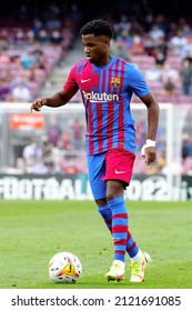 BARCELONA - SEP 26: Ansu Fati in action during the La Liga match between FC Barcelona and Levante at the Camp Nou Stadium on September 26, 2021 in Barcelona, Spain.