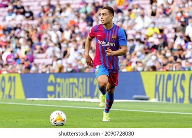 BARCELONA - SEP 26: Dest in action during the La Liga match between FC Barcelona and Levante at the Camp Nou Stadium on September 26, 2021 in Barcelona, Spain.
