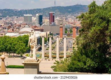 Barcelona Skyline From Montjuic Hill, Spain