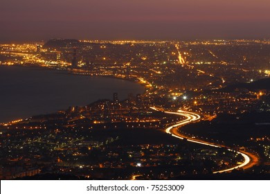 Barcelona Skyline At Night.