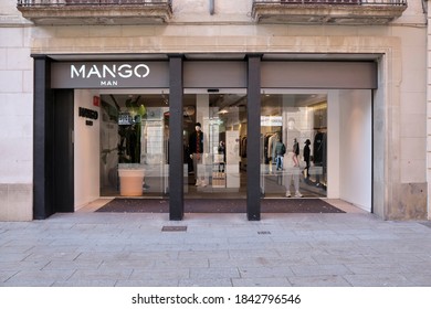 Barcelona, Spain - 10/28/2020 - Front of Mango shop in Portal del Angel