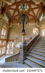 Barcelona, Spain - 23.04.2022: Interior Of The Hospital De La Santa Creu I Sant Pau Complex, The World's Largest Art Nouveau Site In Barcelona