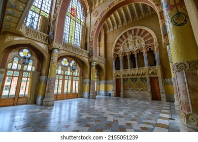 Barcelona, Spain - 23.04.2022: Interior Of The Hospital De La Santa Creu I Sant Pau Complex, The World's Largest Art Nouveau Site In Barcelona