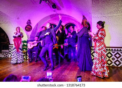 Barcelona, Spain, April 24, 2017: Traditional Flamenco Performance At A Club In Barcelona, Spain