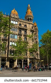 BARCELONA, SPAIN - APRIL 9, 2017: Casa Rocamora Or Casa Lleo Morera Built By The Bassegoda Brothers In Passeig De Gracia