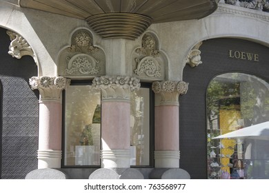 BARCELONA, SPAIN - AUGUST 28, 2015: The Facade Of The Casa Lleo Morera In Passeig De Gràcia, 35.