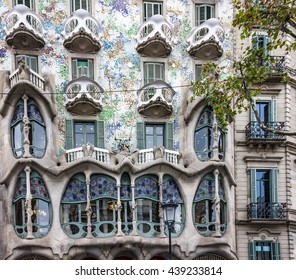 Barcelona, Spain. Casa Batllo Of Antoni Gaudi. Fragment Of Famous Building