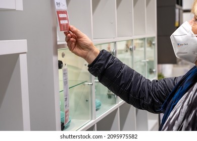 Barcelona, Spain, December 21, 2021: Woman Looking At Products In Ikea